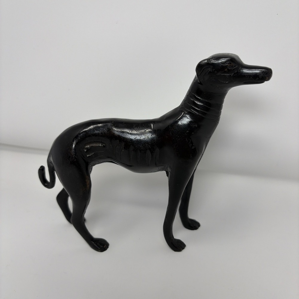 Vintage Bronze Greyhound Whippet Dog Sculpture Statue Art Deco Style‎ 6" Height
